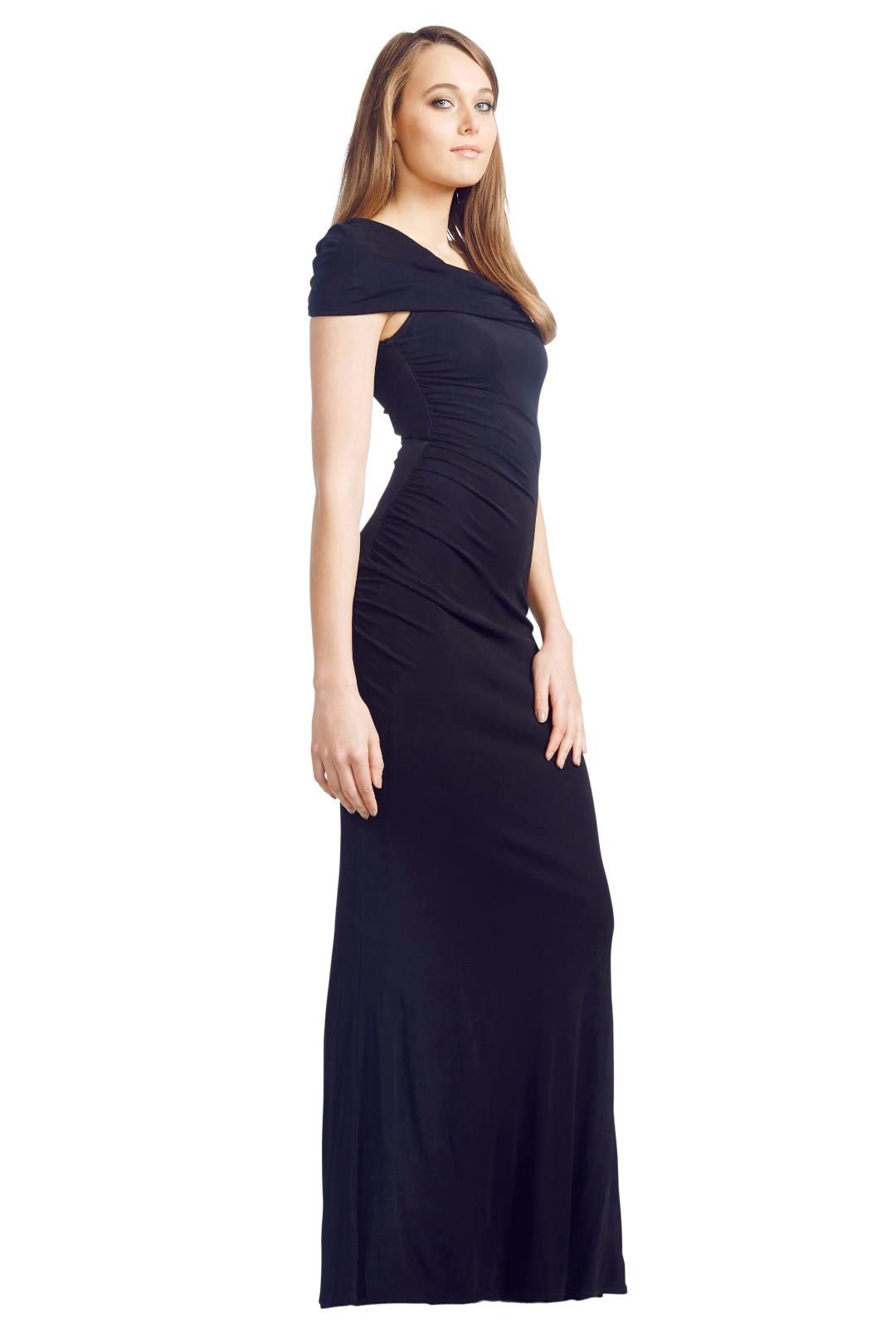 Badgley Mischka - Asymmetric Gown - Black - Side