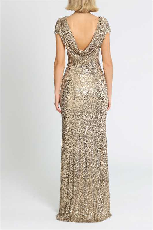 Gold Sequin Gown by Badgley Mischka for Rent | GlamCorner