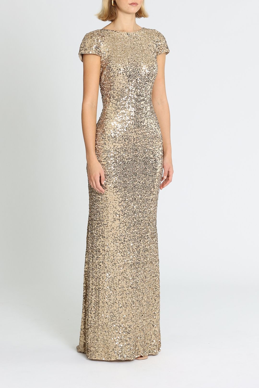 Badgley mischka gold sequin dress discount