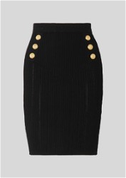 Balmain - Button Embellished Knit Black Skirt