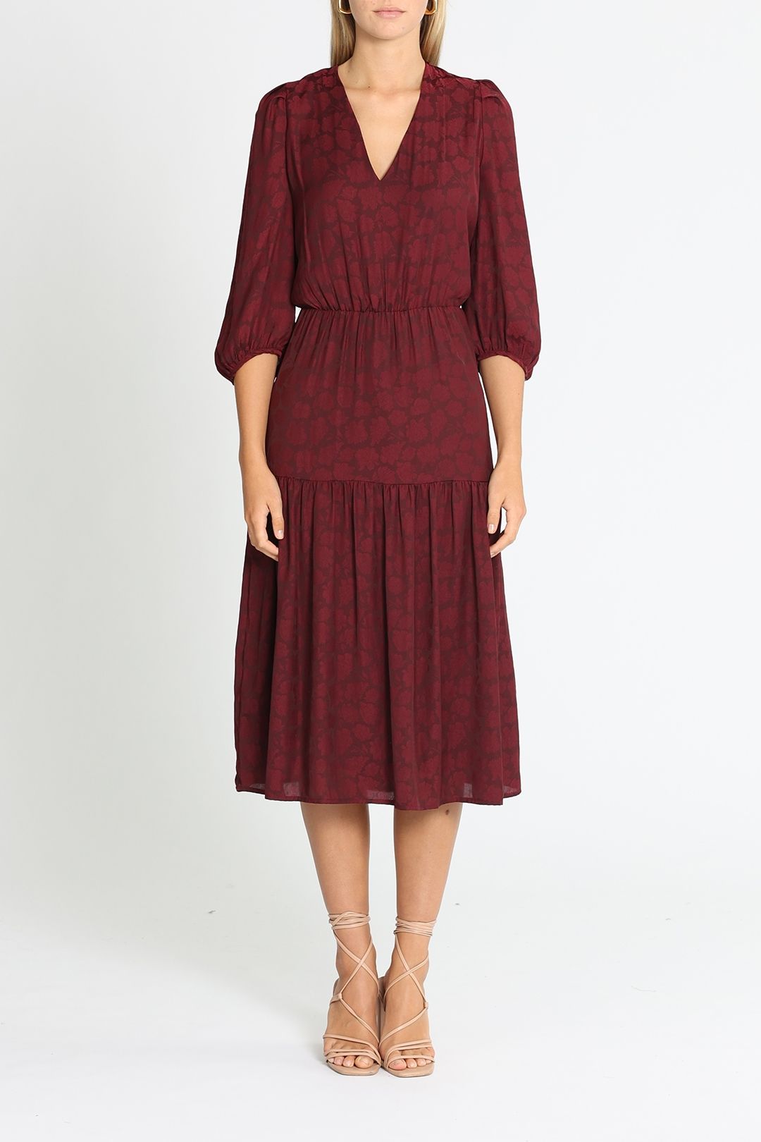 Banana Republic Satin Midi Dress Bordeaux