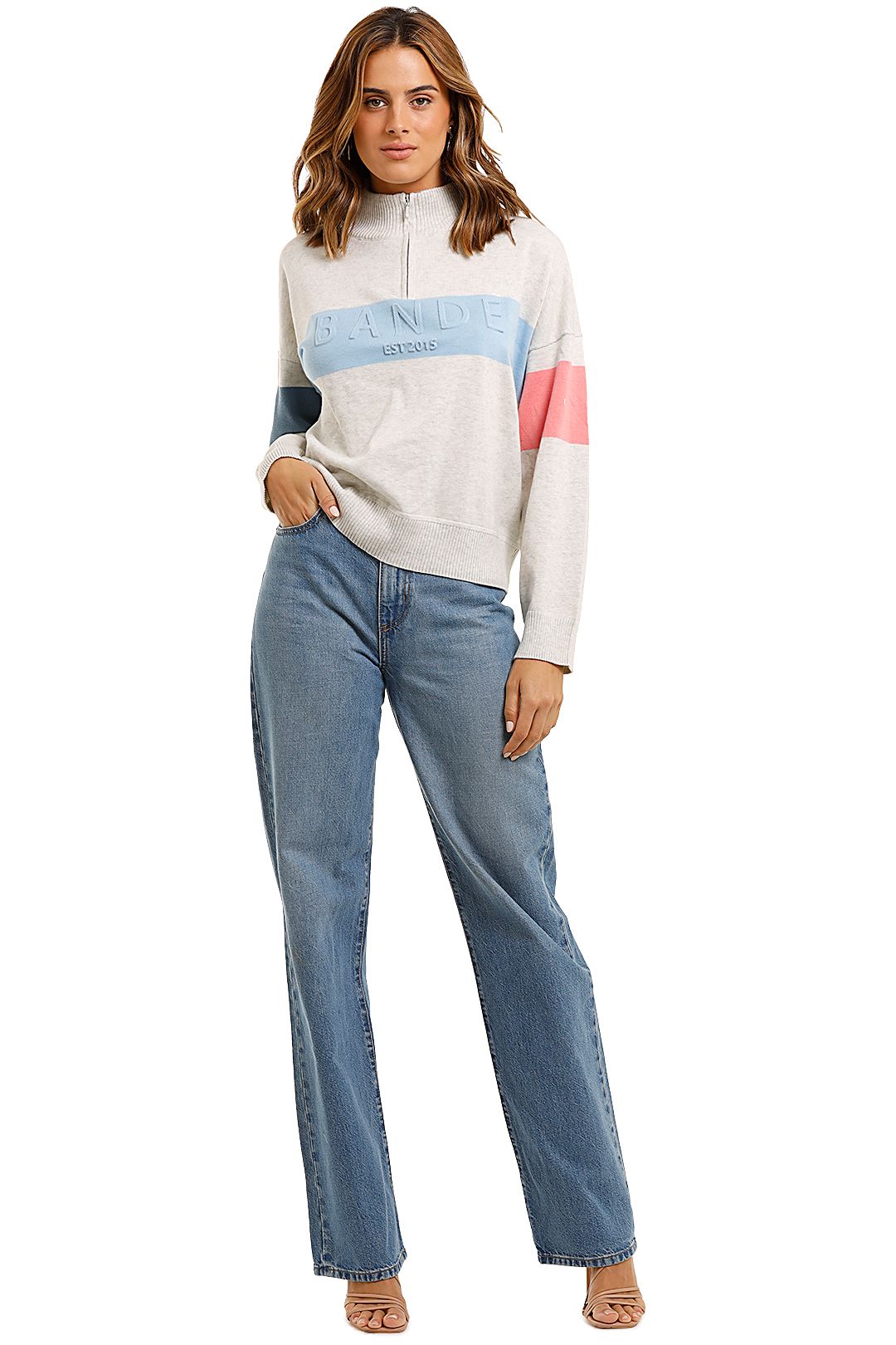 Bande Studio 1/4 Zip Sporty Knit Light Grey
