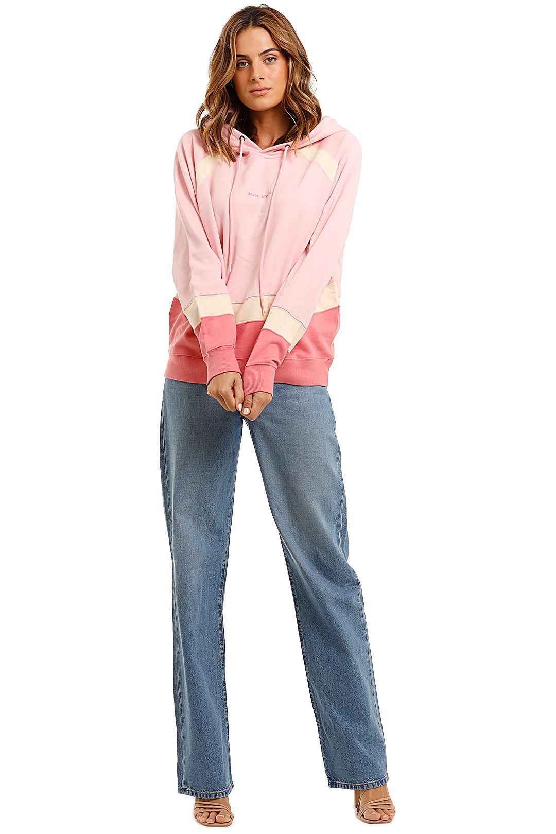 Bande Studio Colour Block Hoodie Blush stripe