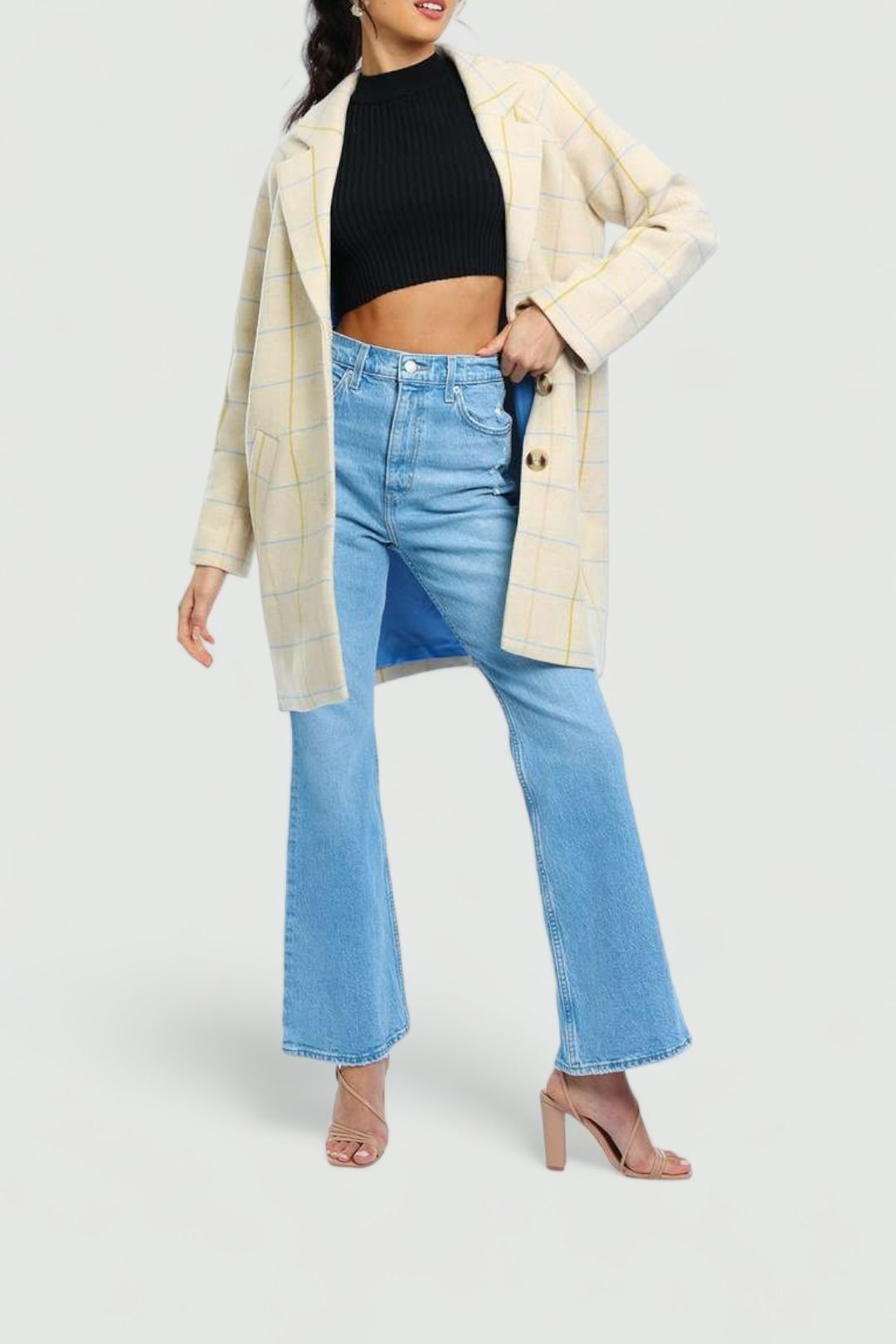 Bande Studio Polly Check Coat Nougat