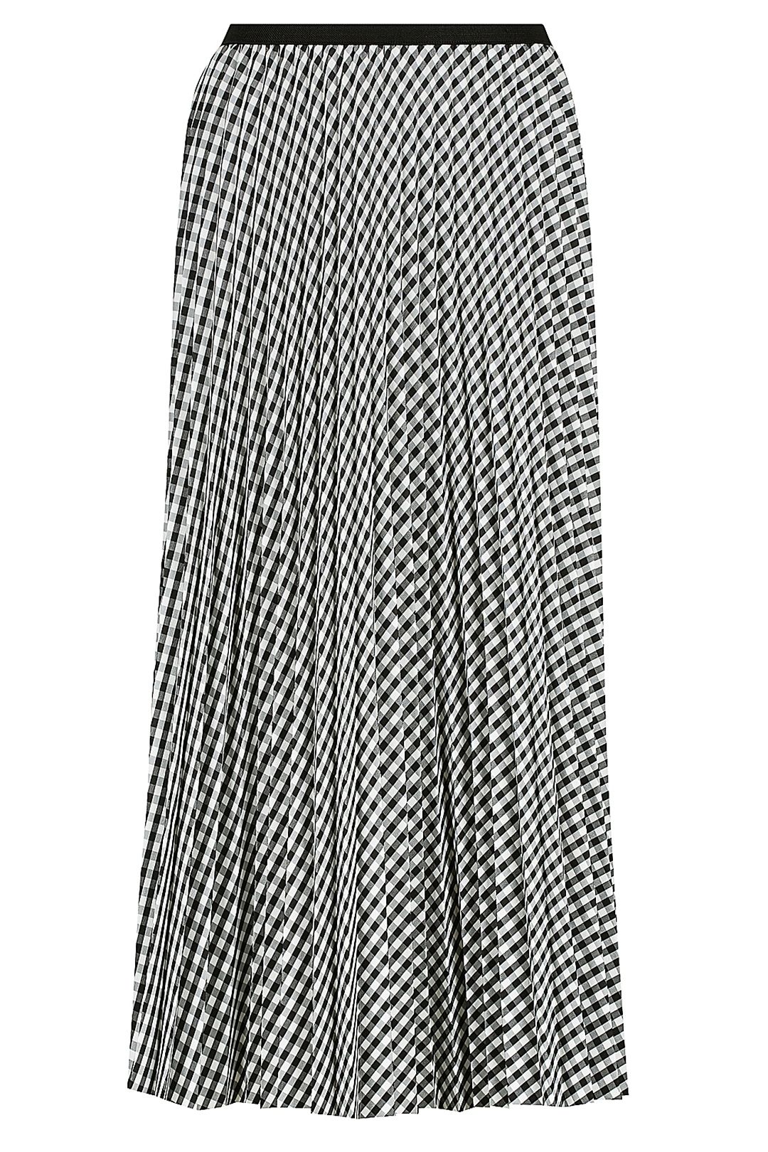 Bande Studio Posy Pleated Satin Skirt Black Check