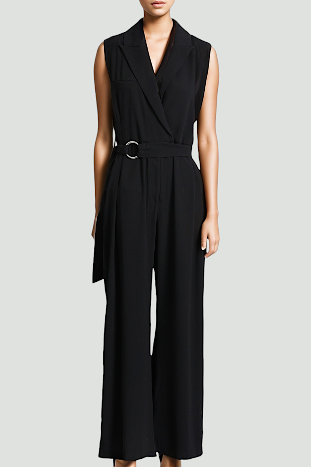 Bardot Black Tux Style Collar Jumpsuit 