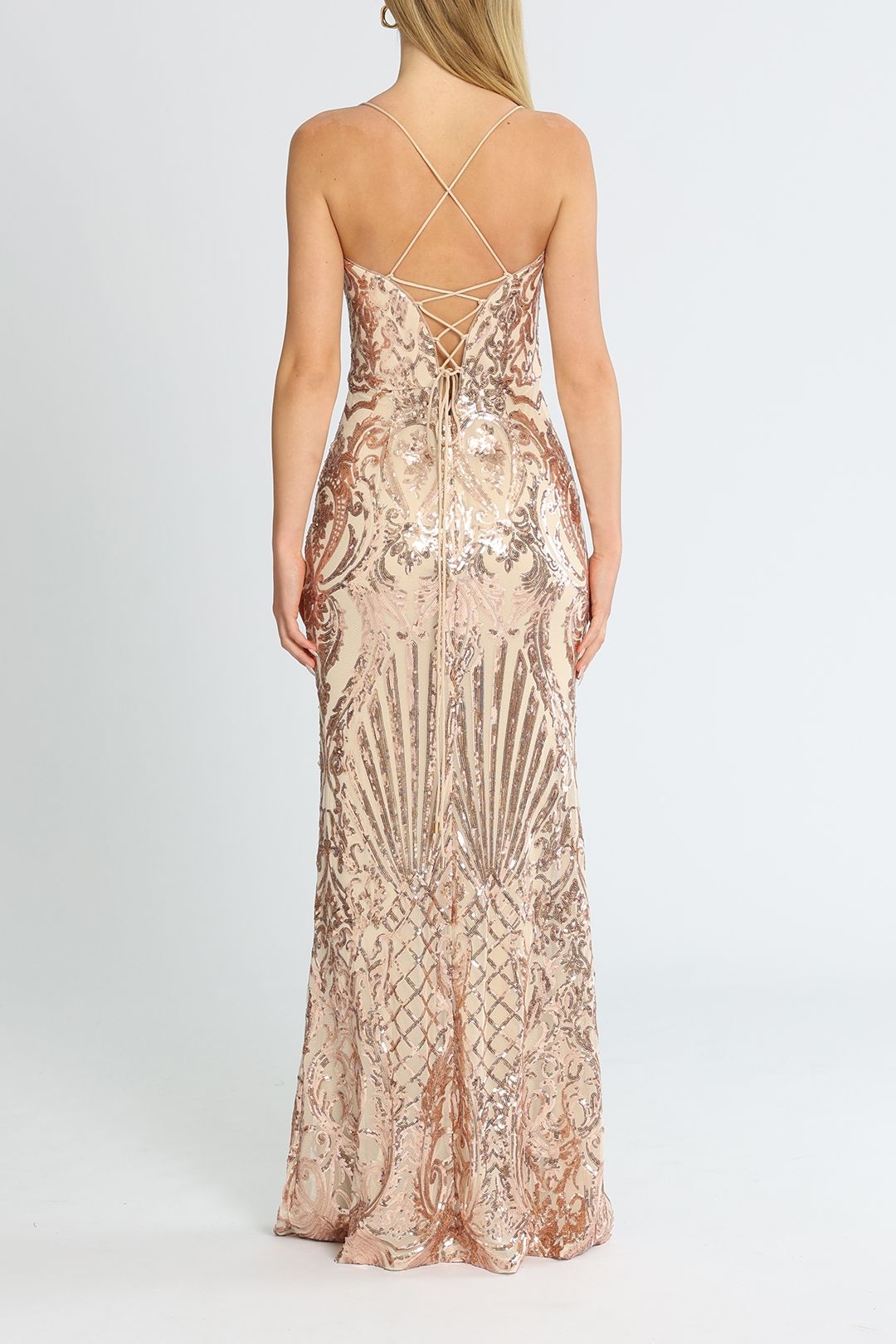 Bariano rose gold sequin hot sale dress