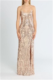 Bariano Colette Rose Gold Sequin Gown Floorlength
