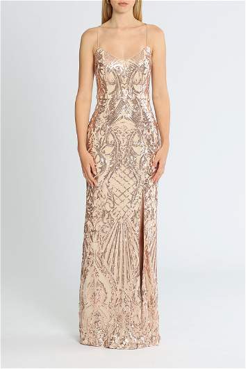 bariano gold dress Arianka Strappy Back Gown | Bariano main image 1