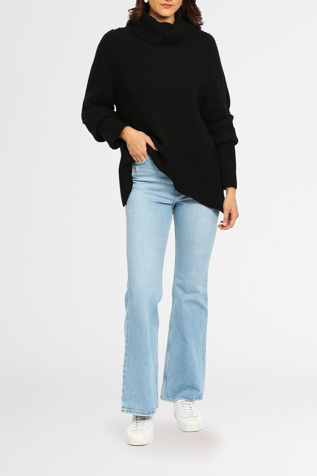Hire Chunky Oversized Knit in Black Bassike GlamCorner