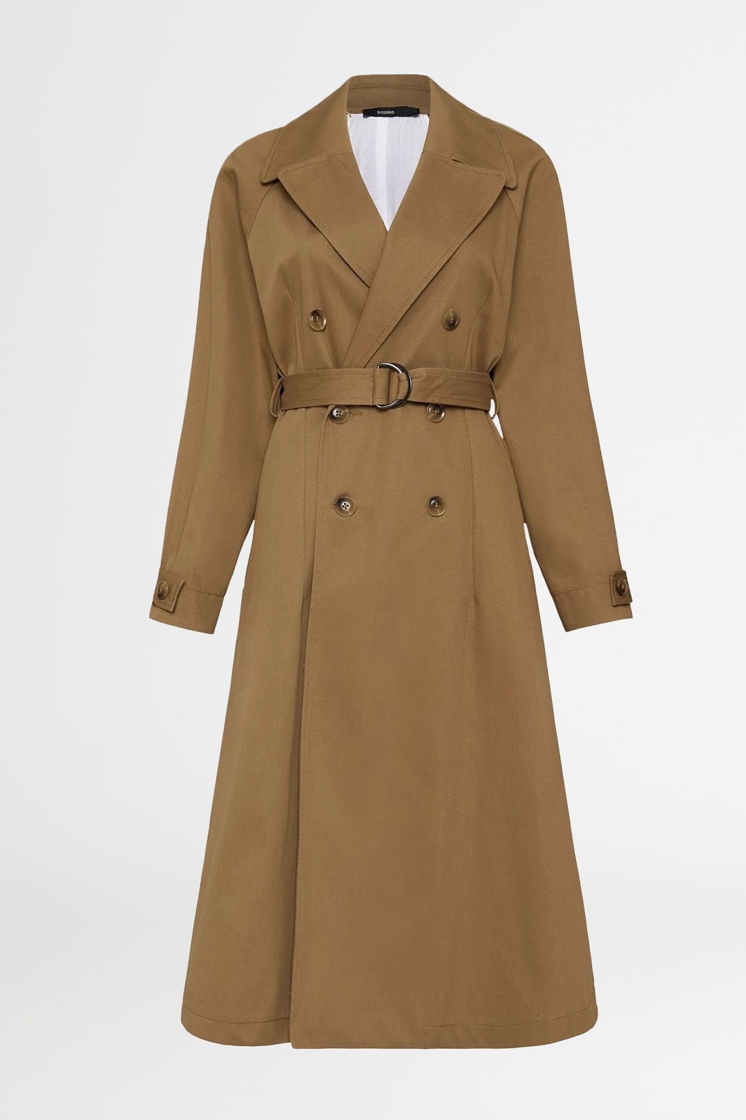 Hire Classic Gabardine Trench Coat in Tan, Bassike