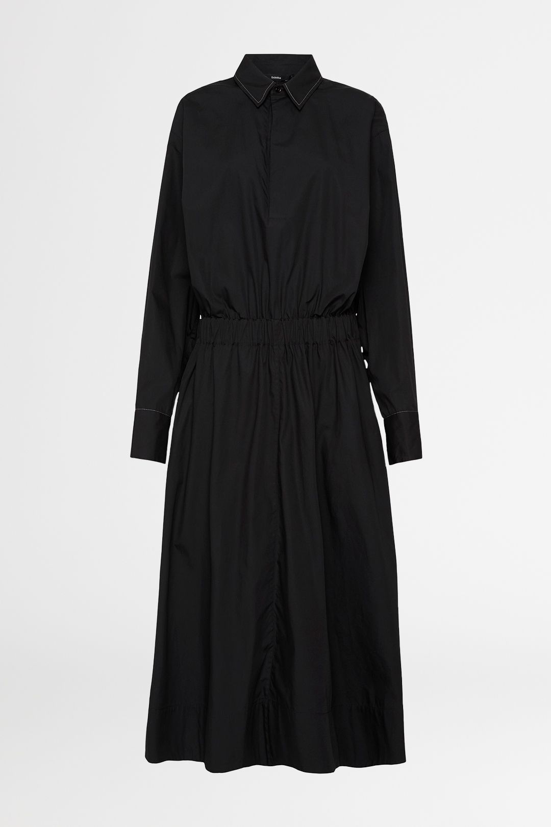 Bassike Gathered Waist Cotton Dress Black