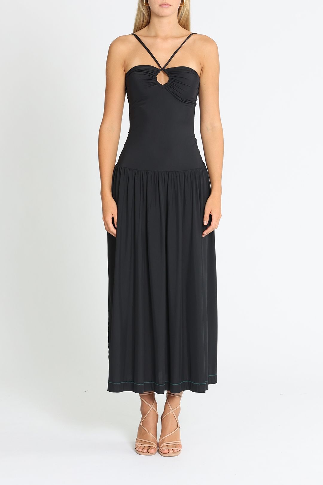 Bassike Knot Detail Maxi Dress Black
