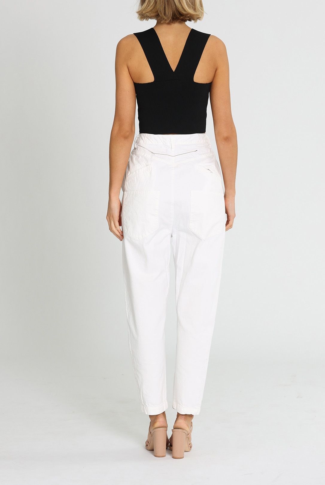 Bassike Lo Slung Pant White Button Closure