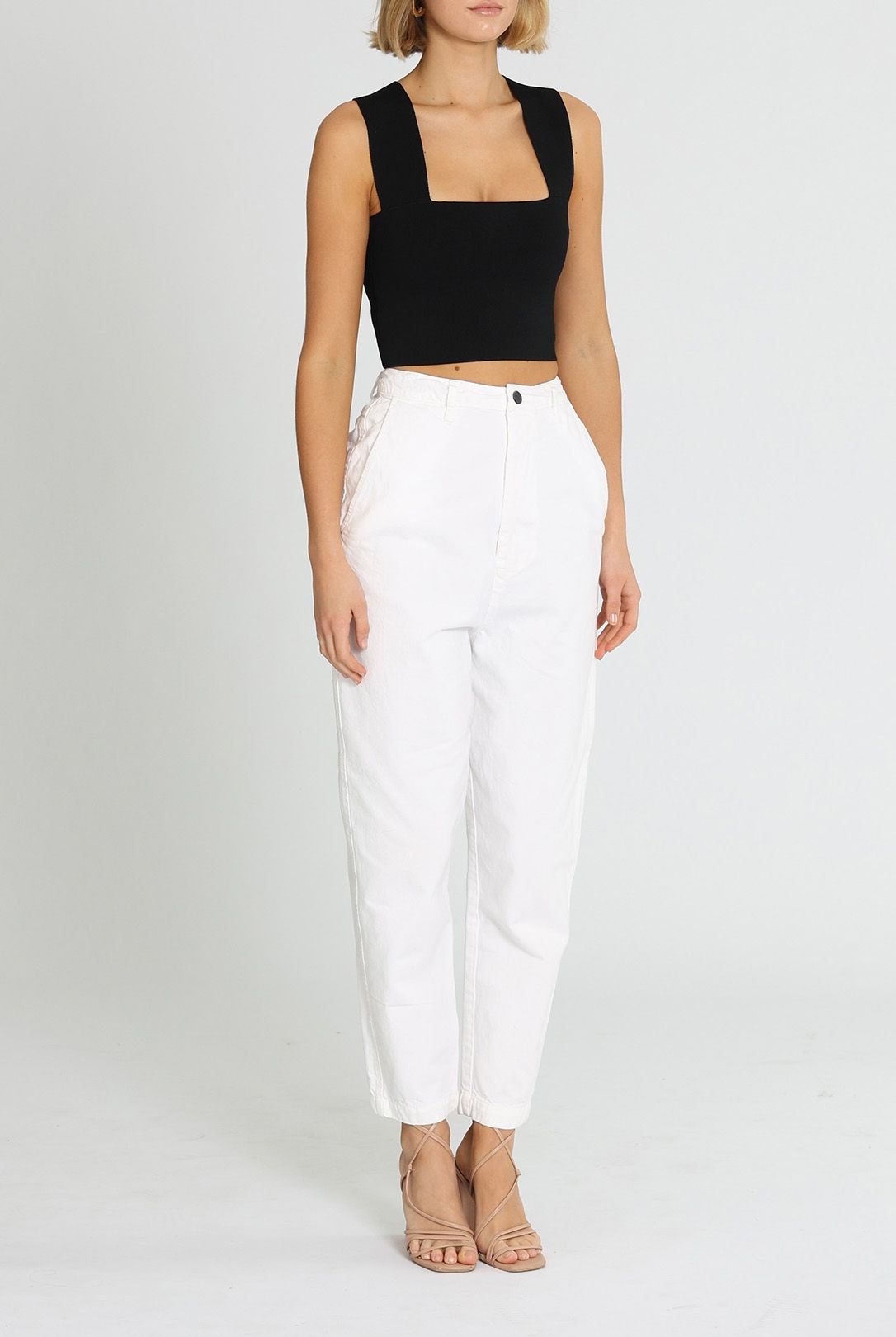 Bassike Lo Slung Pant White Tapered