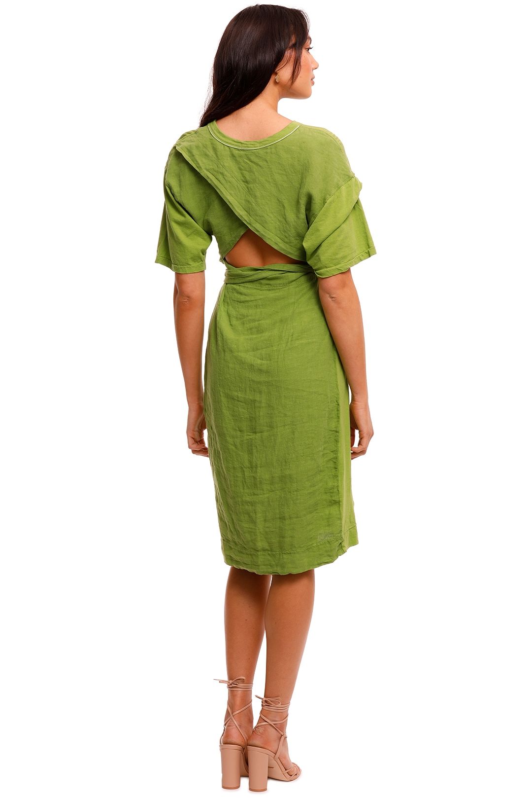 Hire Open Back Contrast Dress | Bassike | GlamCorner