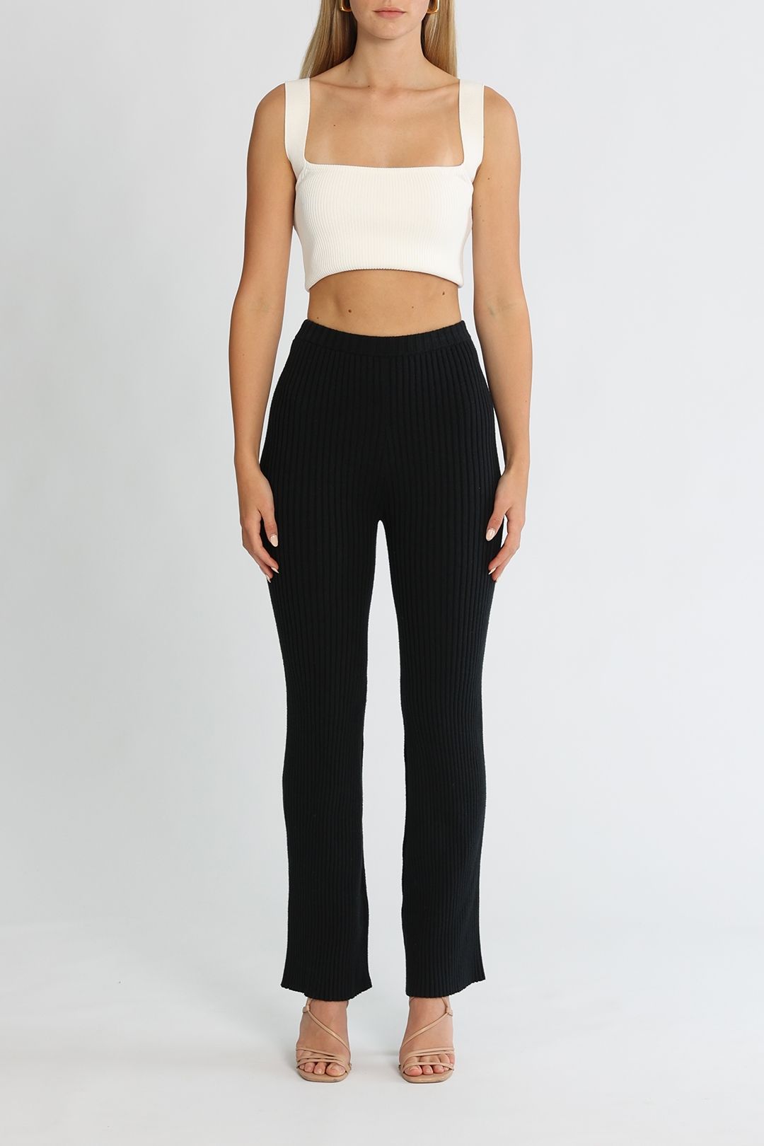Bassike Ribbed Split Hem Tight Black