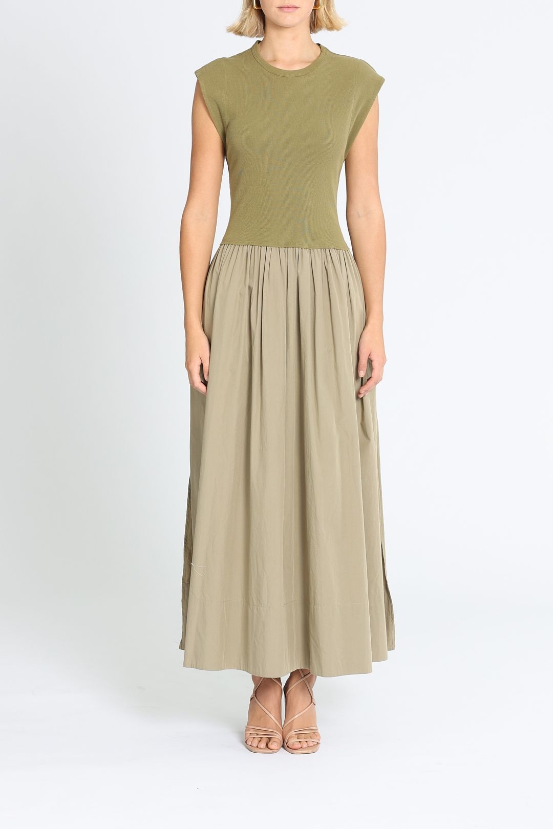 Hire Turnback Tank Dress in Artichoke, Bassike