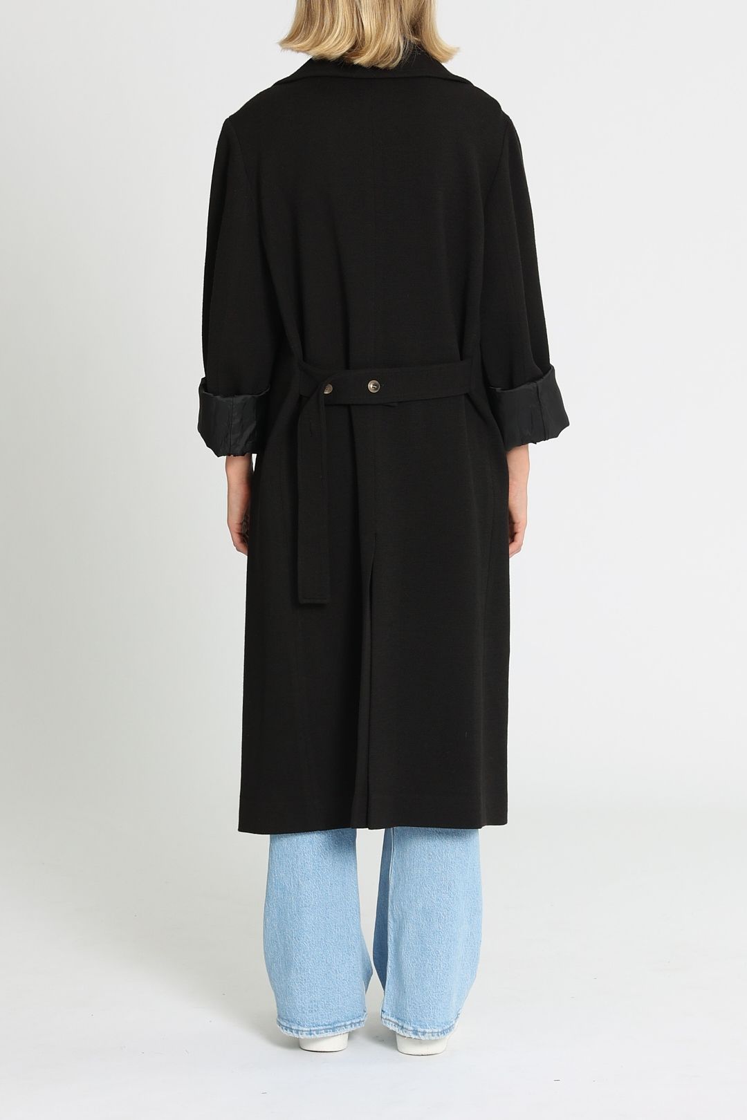 Hire Twill Trench Coat in Black Bassike GlamCorner