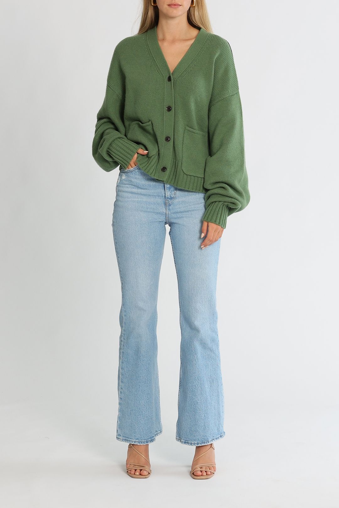 Bassike Wool Cashmere Cardigan Khaki