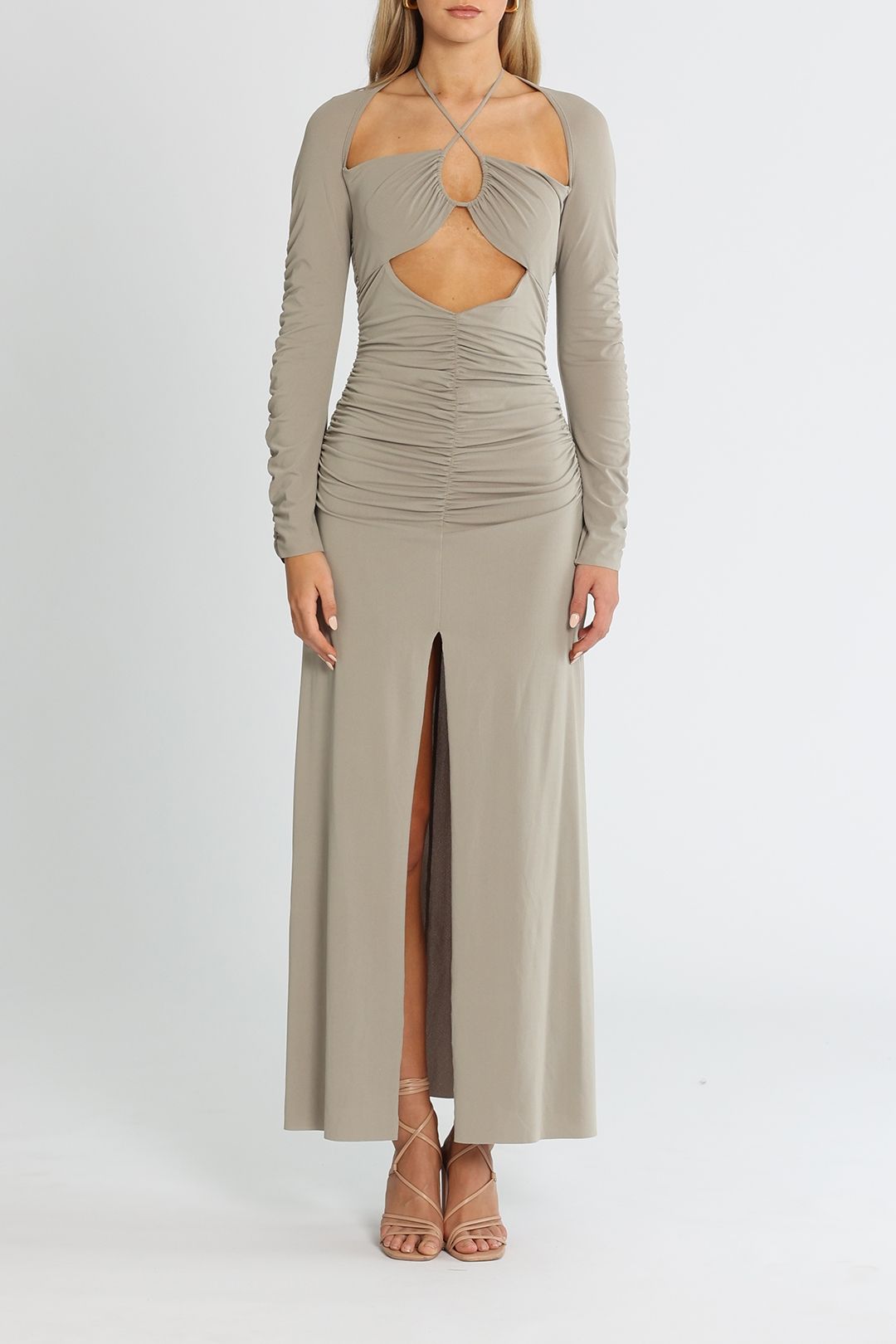 Bec and Bridge Adaline Long Sleeve Maxi Dress Taupe