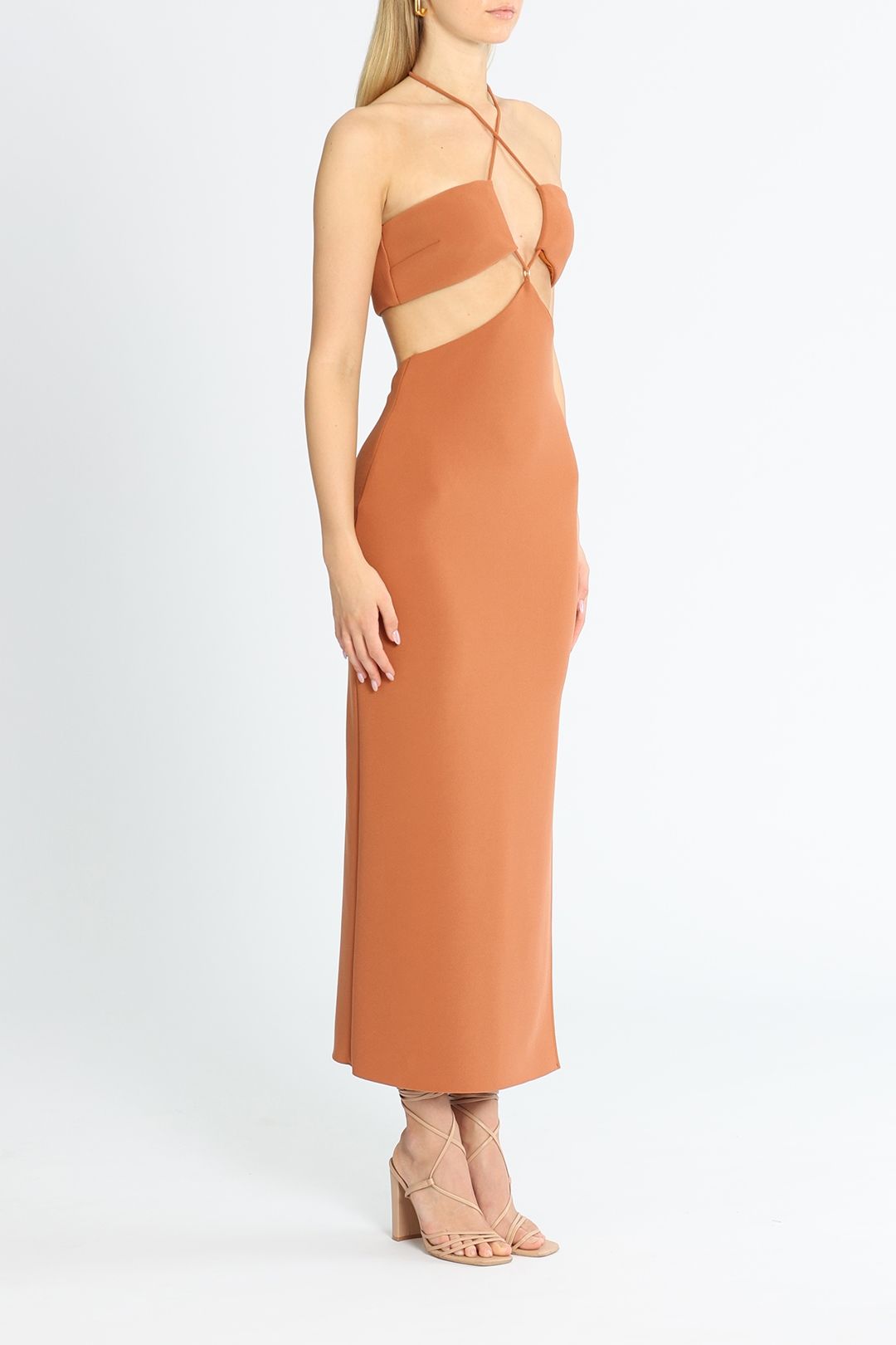 Hire Cut Out Midi Dress in Orange Bec and Bridge GlamCorner