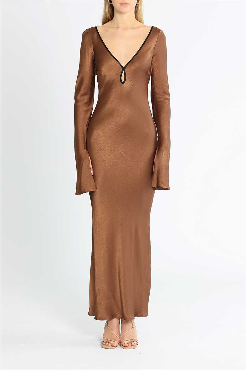 knee length dresses for ladies MARABOU LONG SLEEVE MAXI DRESS