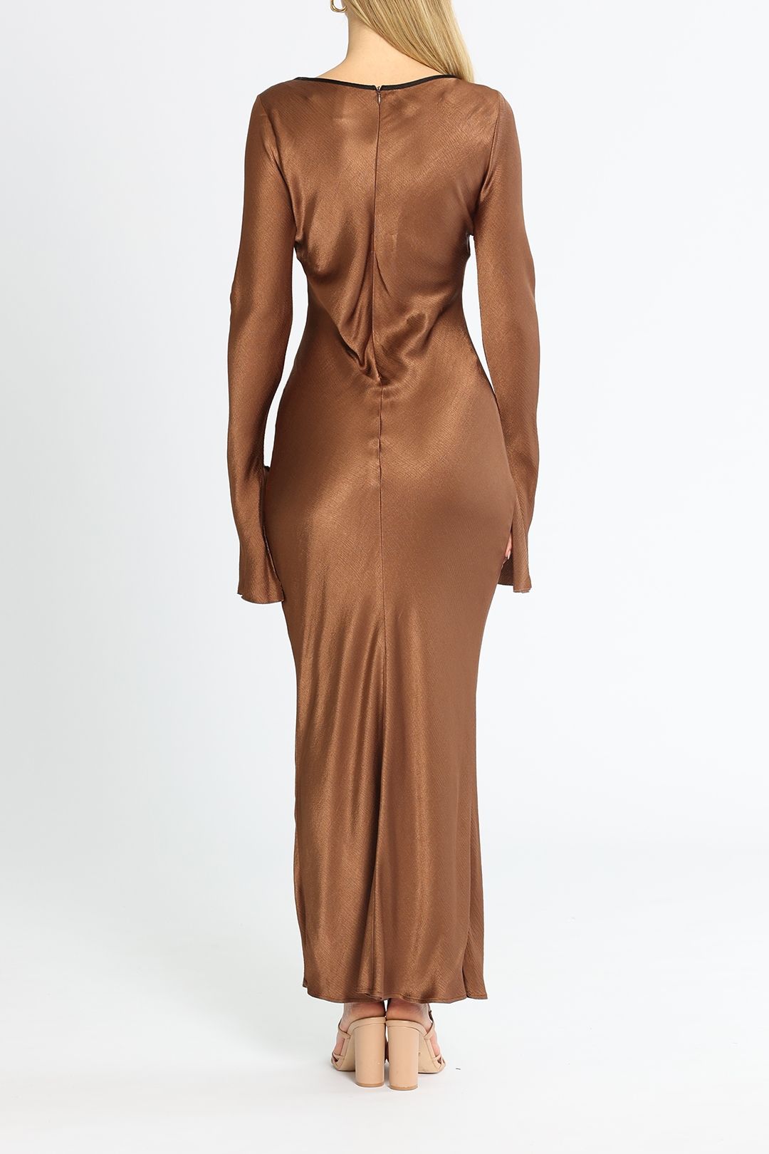 princess polly baby blue dress Hire Annika Long Sleeve Maxi Dress in Brown | Bec and Bridge