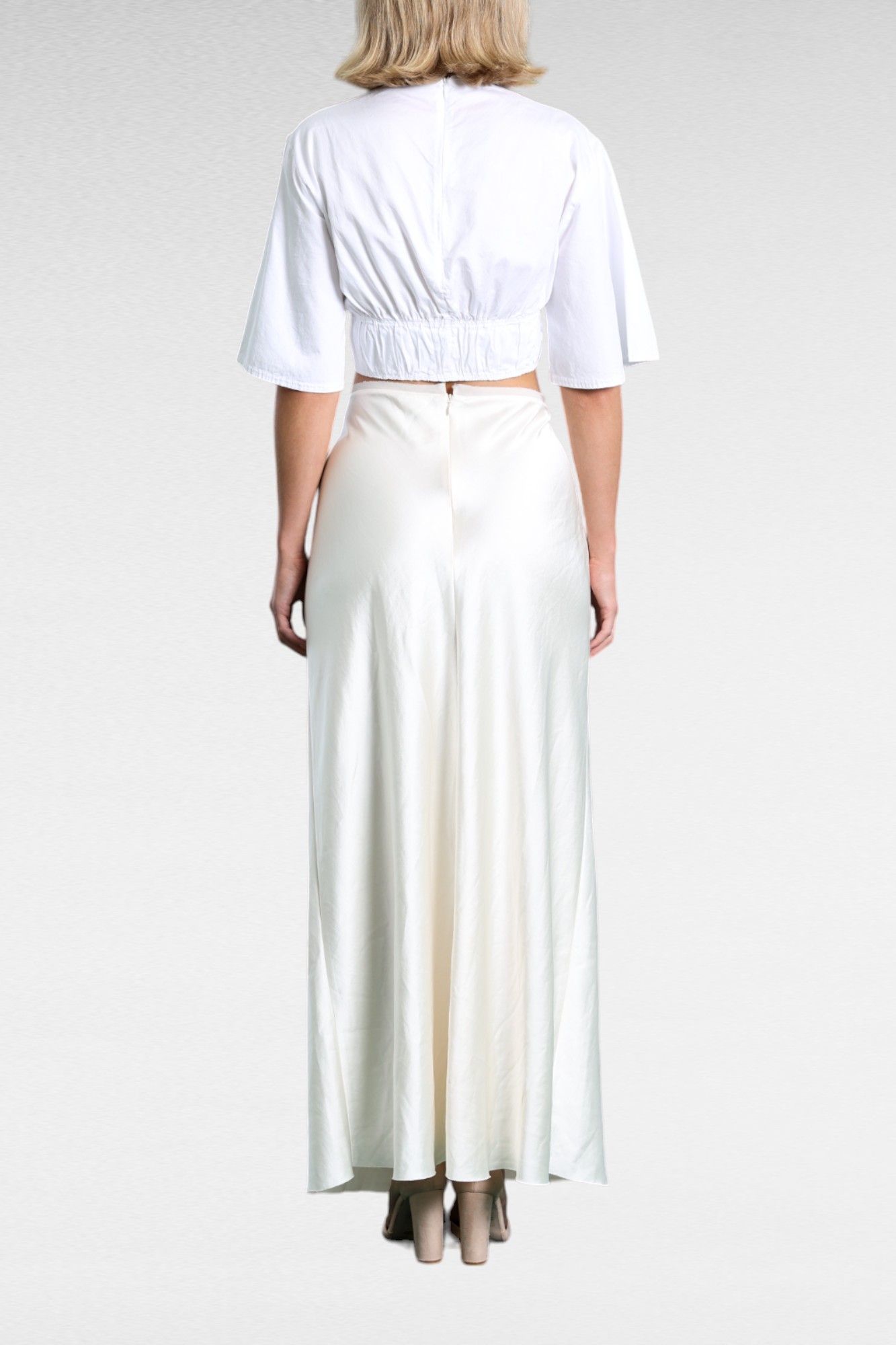 Bec and Bridge Anniston Maxi Skirt In Ivory Satin