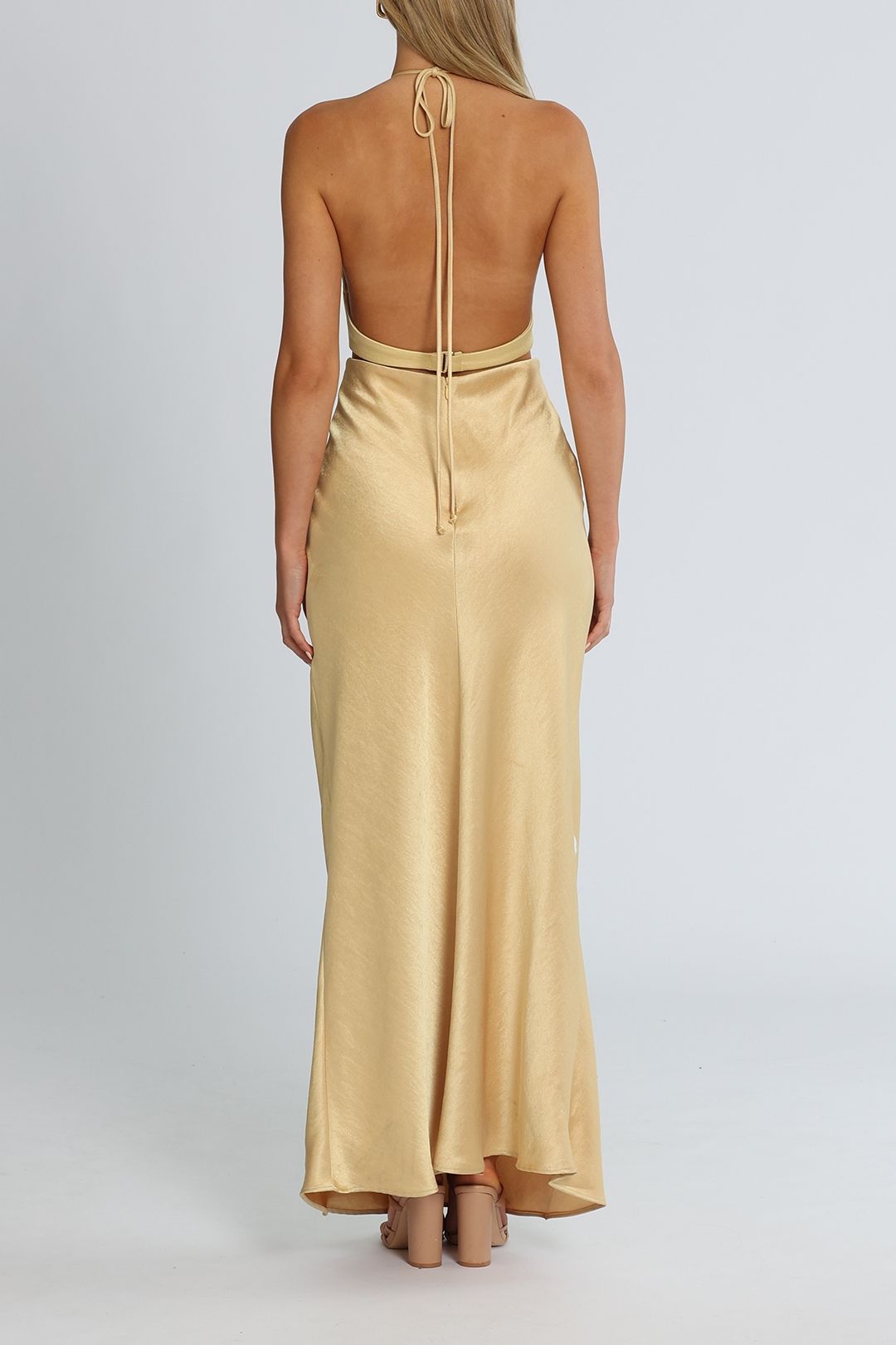 Bec and Bridge Carrie Halter Maxi Dress Yellow Backless