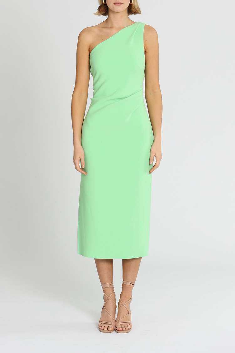 Hire Clover Asymmetric Midi Dress in Green | Bec and Bridge | GlamCorner