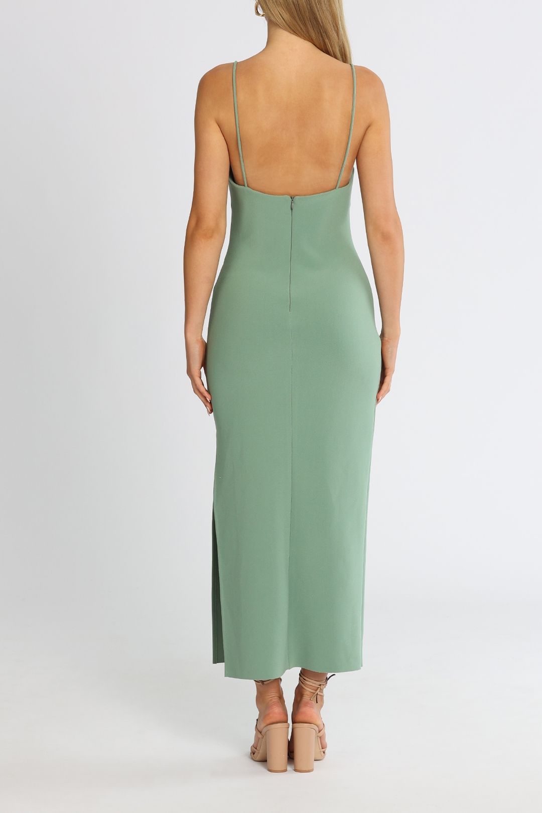 Bec and Bridge Ivy Midi Dress Moss Leg Split