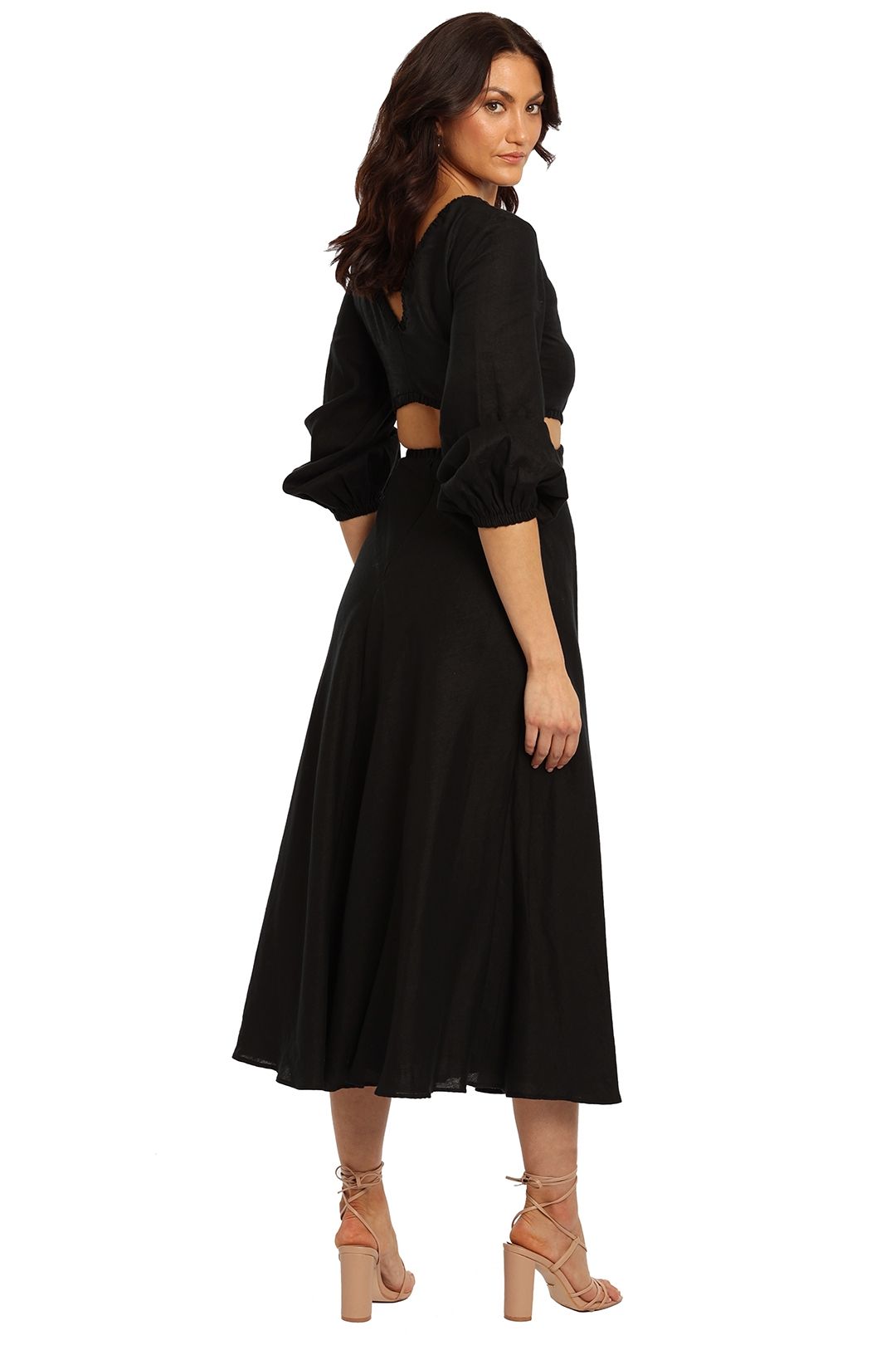 knee length dresses for ladies Riviera long-sleeve Midi Dress Black  Borrowed Style