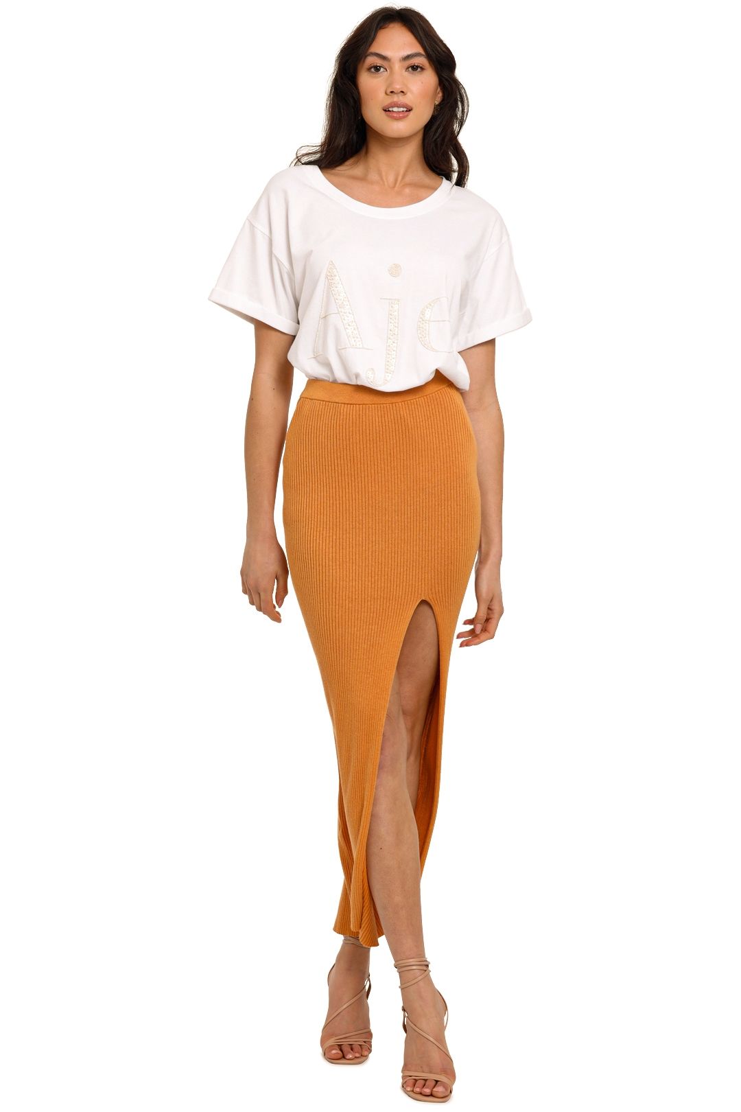 Bec and Bridge Margot Knit Midi Skirt Nutmeg