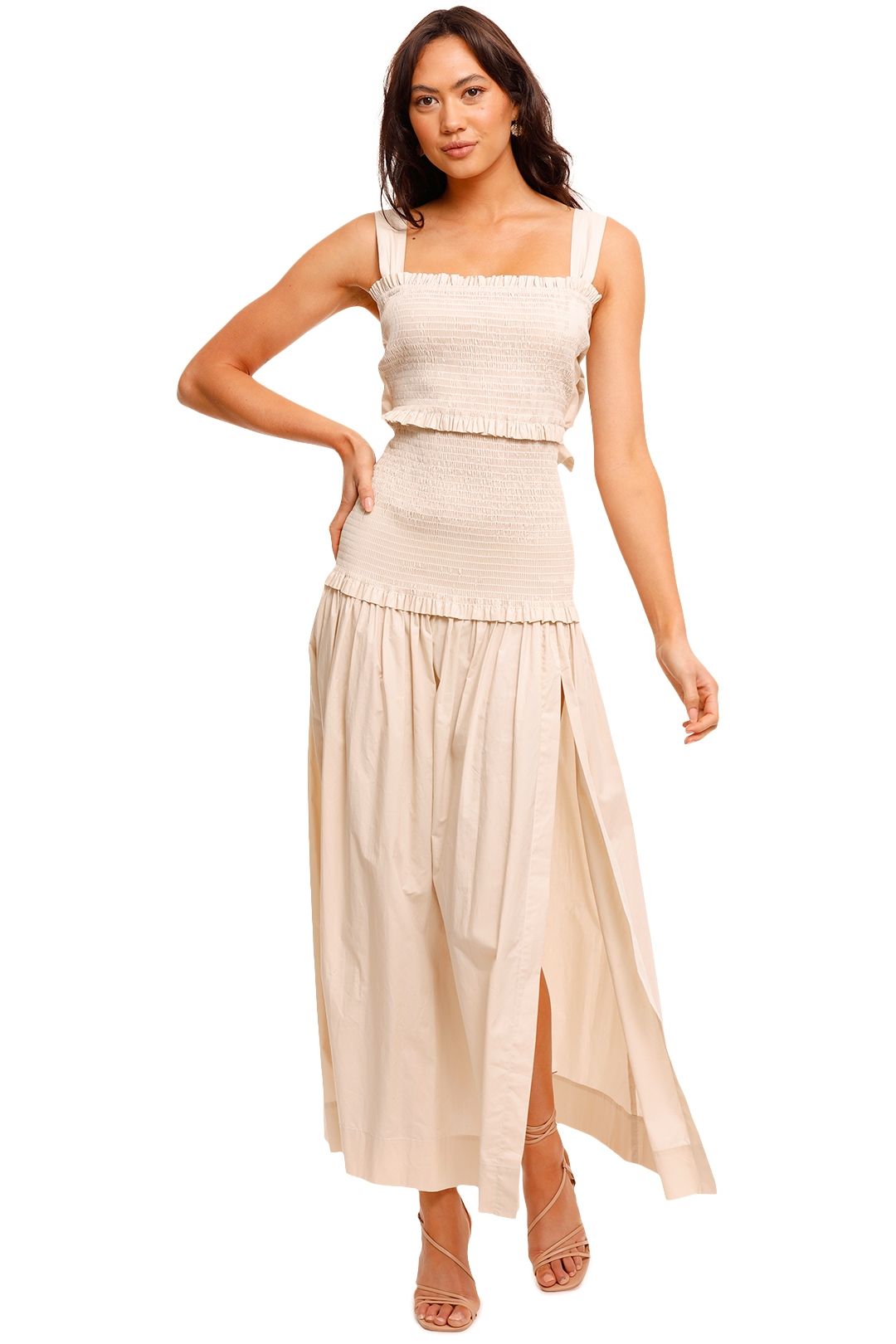 Bec and Bridge Minou Midi Dress Pumice tie back