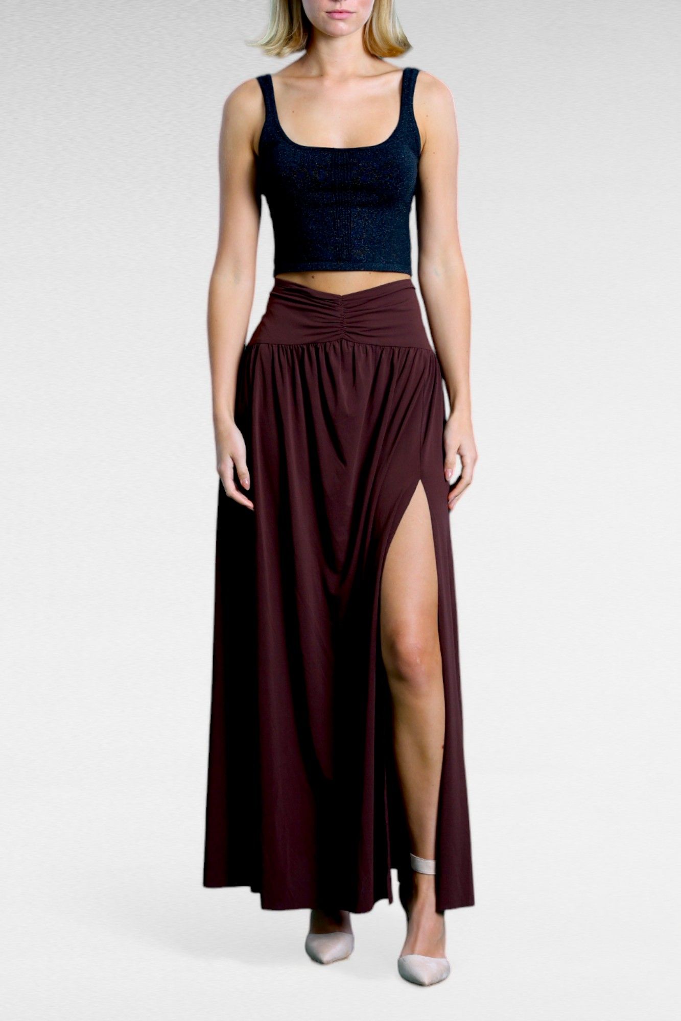 Hire Myla Maxi Skirt in Brown Bec and Bridge GlamCorner