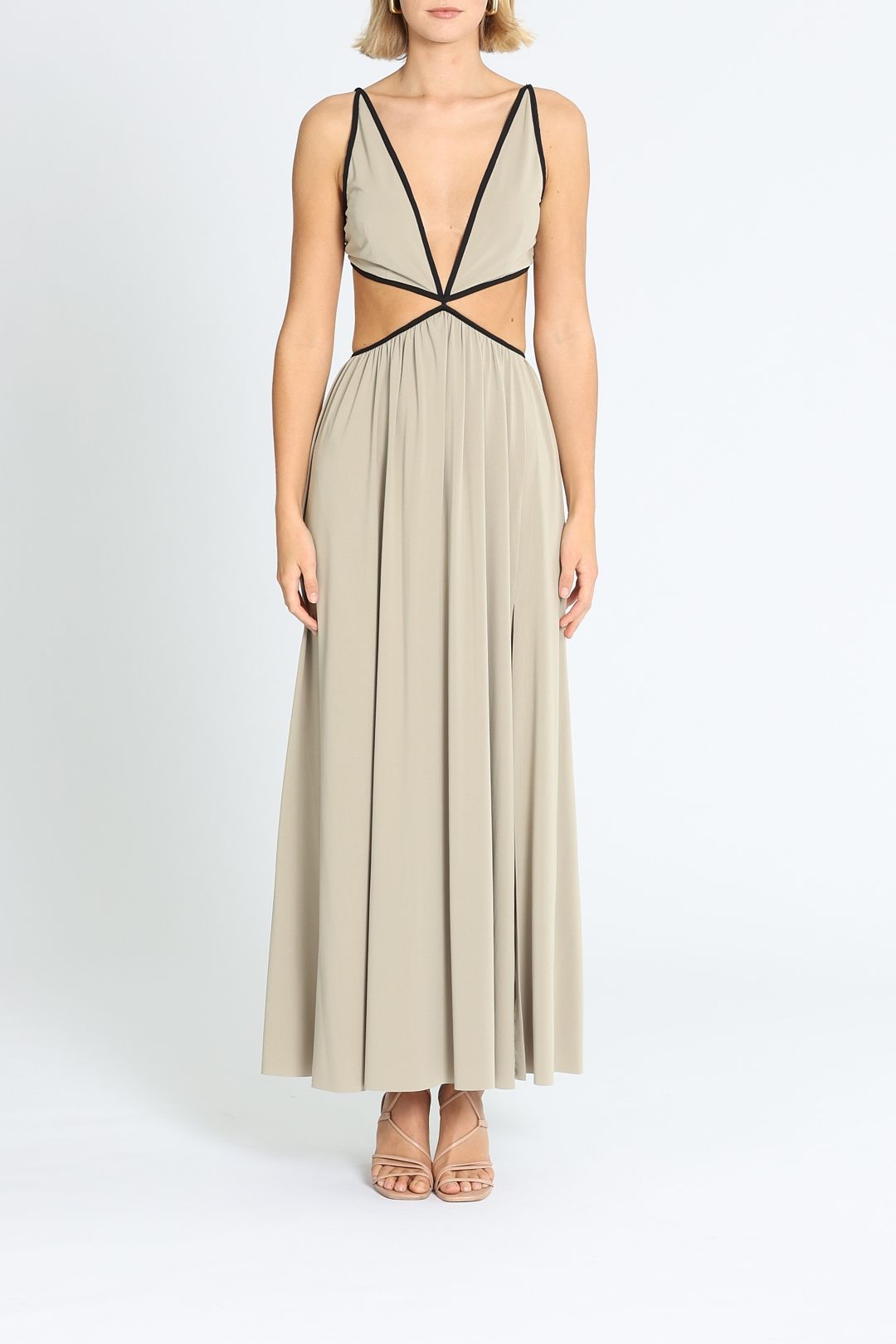 bec and bridge beige dress The Dreamer V Neck Dress in Sand