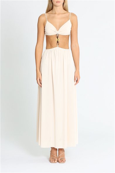 ruched high slit maxi dress Sunflower | PALE Lemon Ruched High-Neck Split Maxi Dress