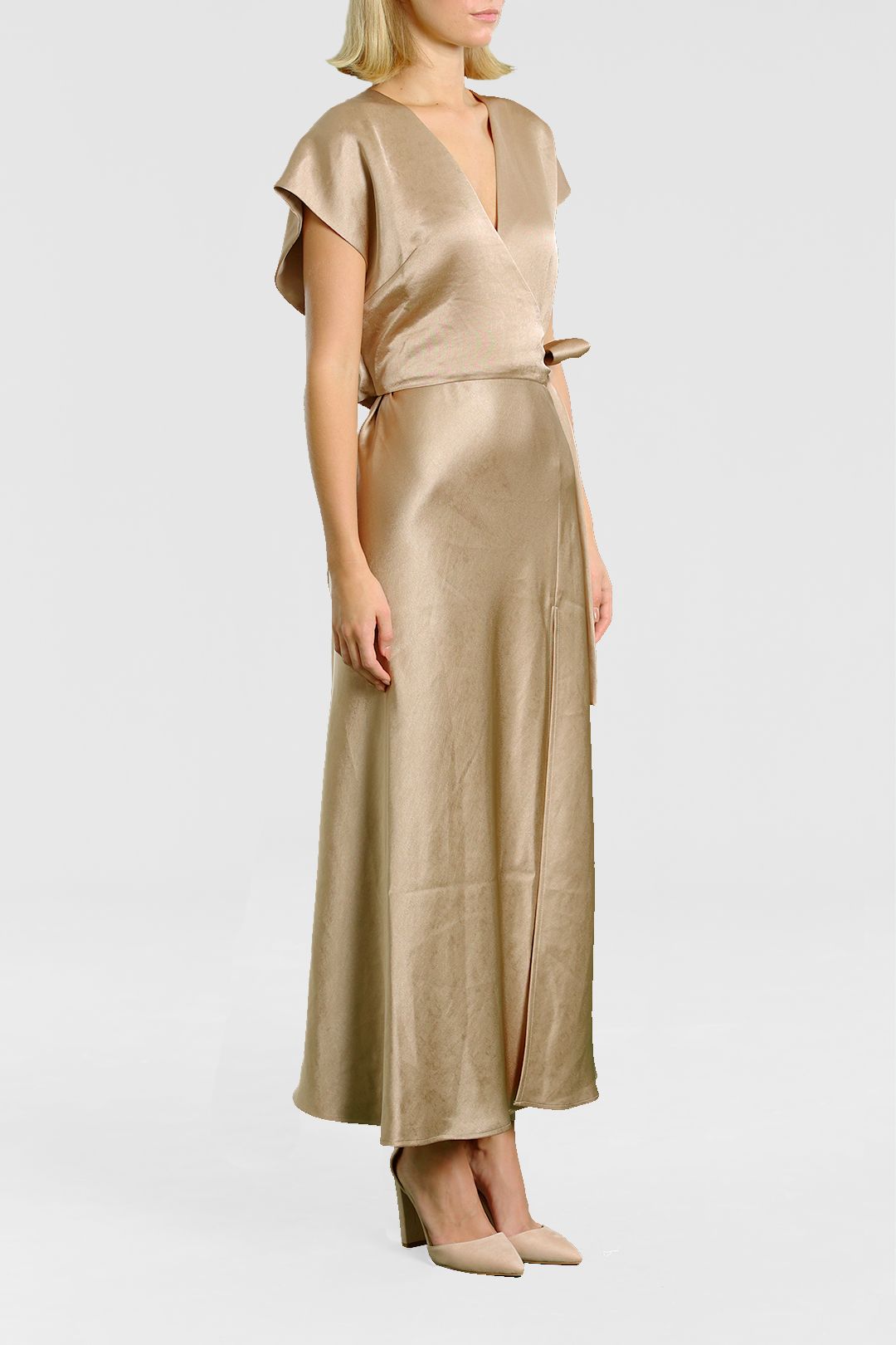 slim fit dress slacks Golden Empress Wrap Dress L