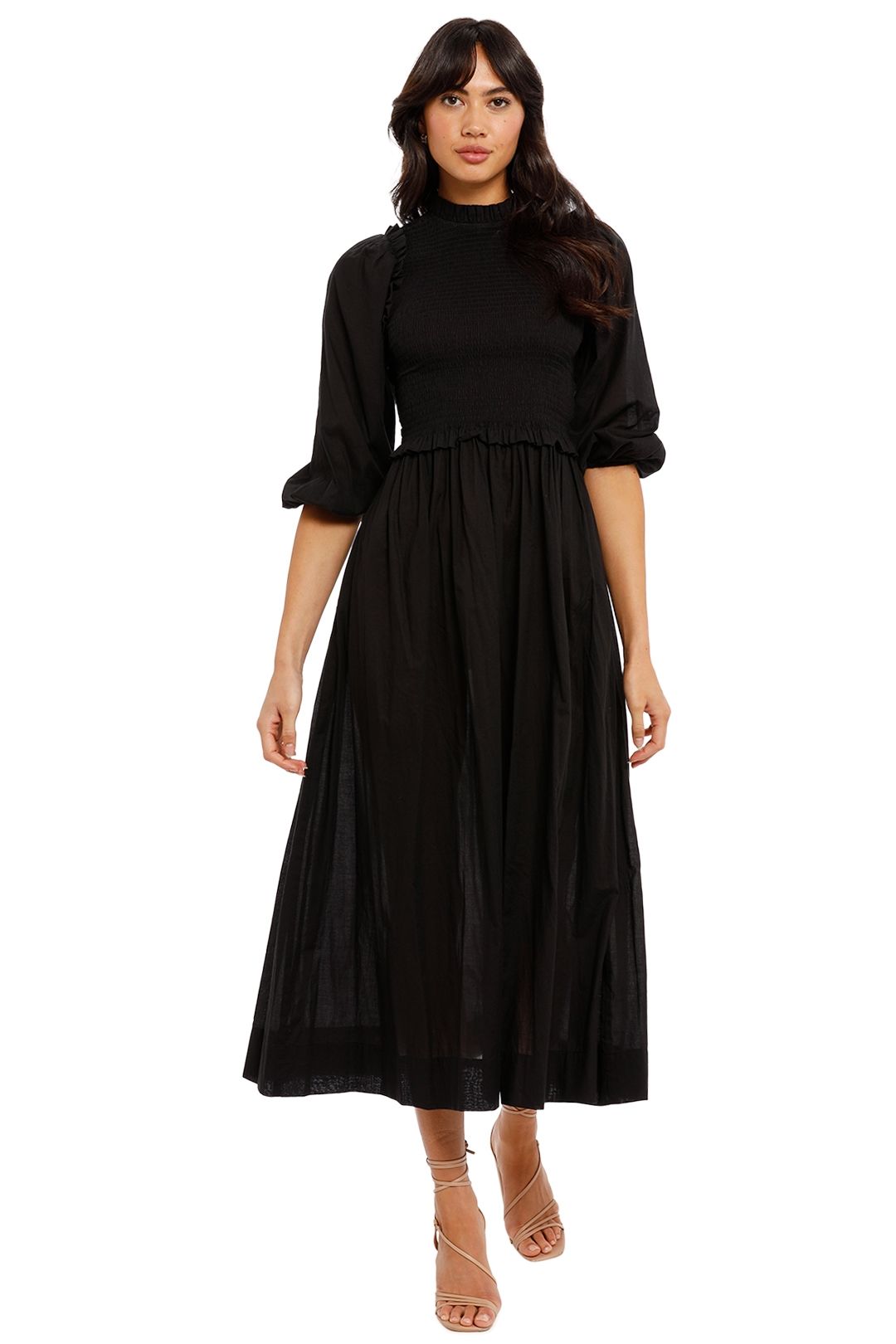 Bec and Bridge Willow Canyon Midi Dress Black High Neck