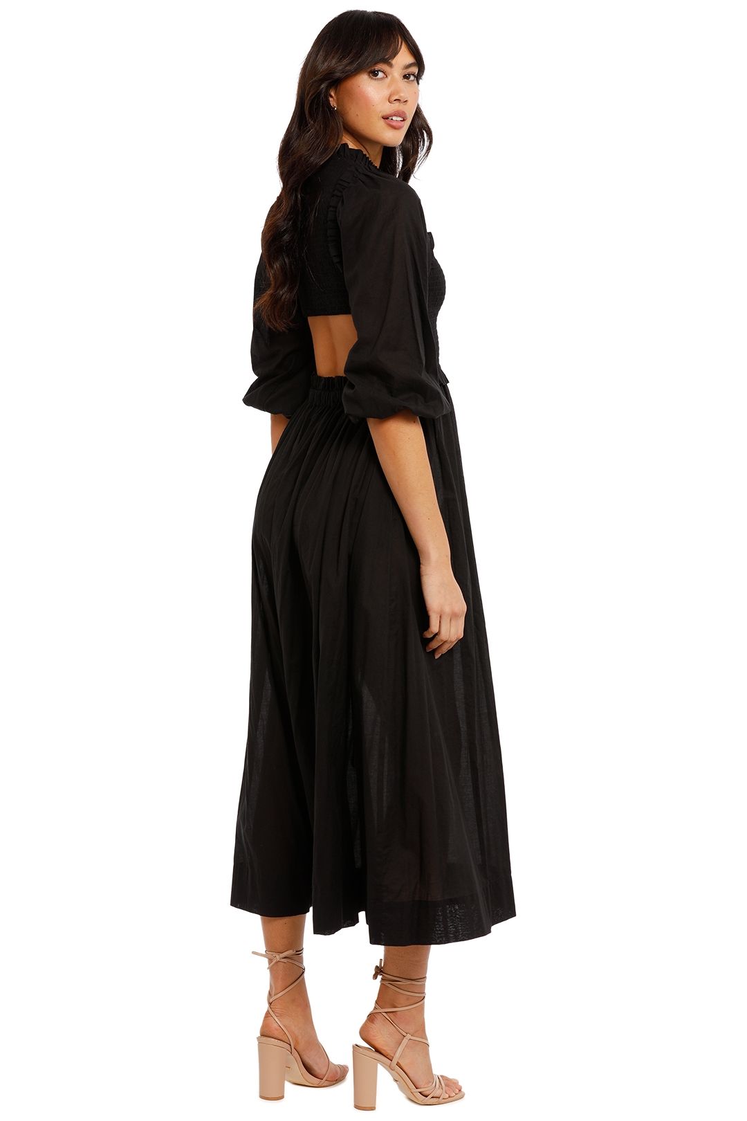 Bec and Bridge Willow Canyon Midi Dress Black Full Skirt