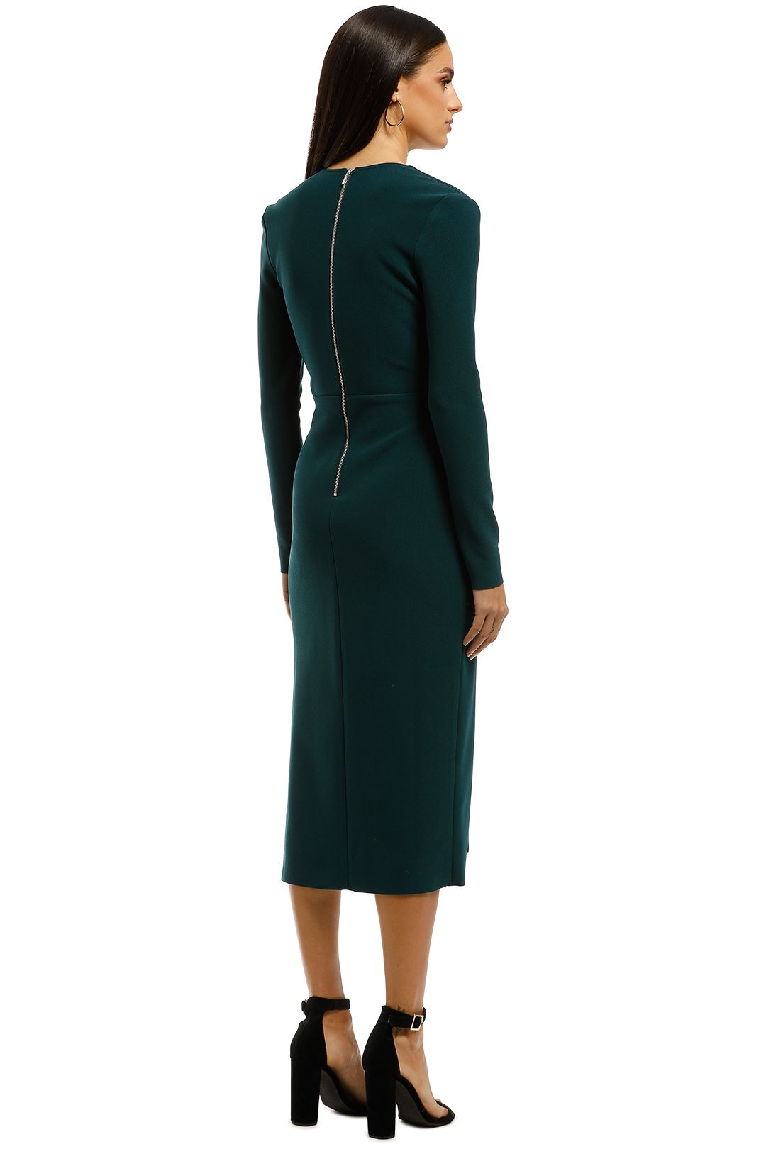 knee length dresses for ladies Tasha Cut Out Midi Dress- Emerald
