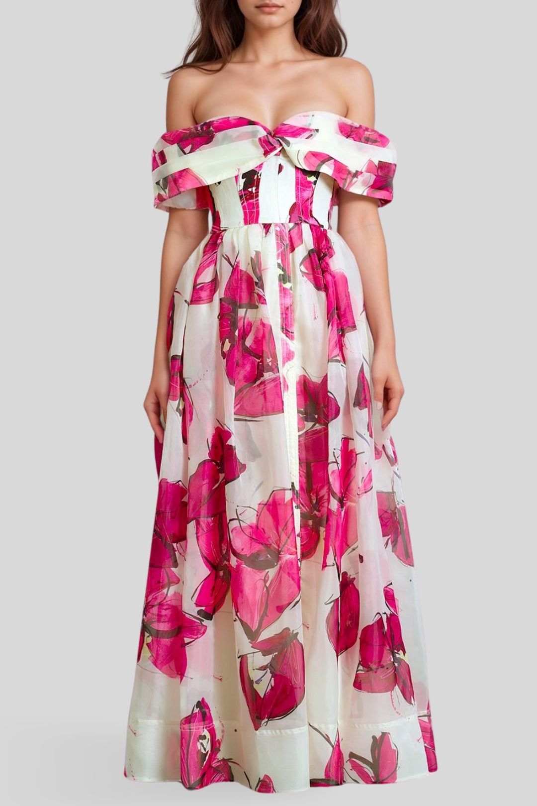 AJE Cordelia Corseted Maxi Dress Pink floral