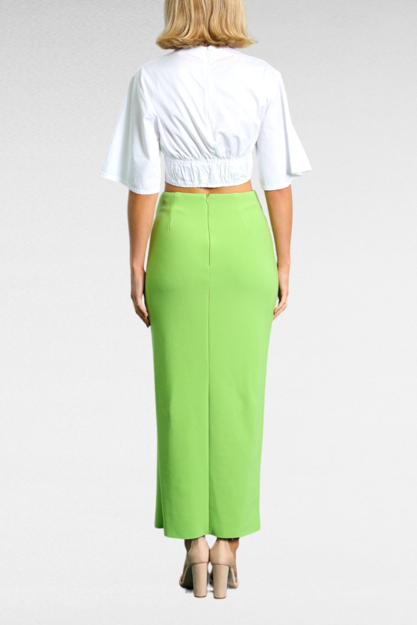 Bec + Bridge Karina Maxi Skirt In Sweet Pea Green Zip