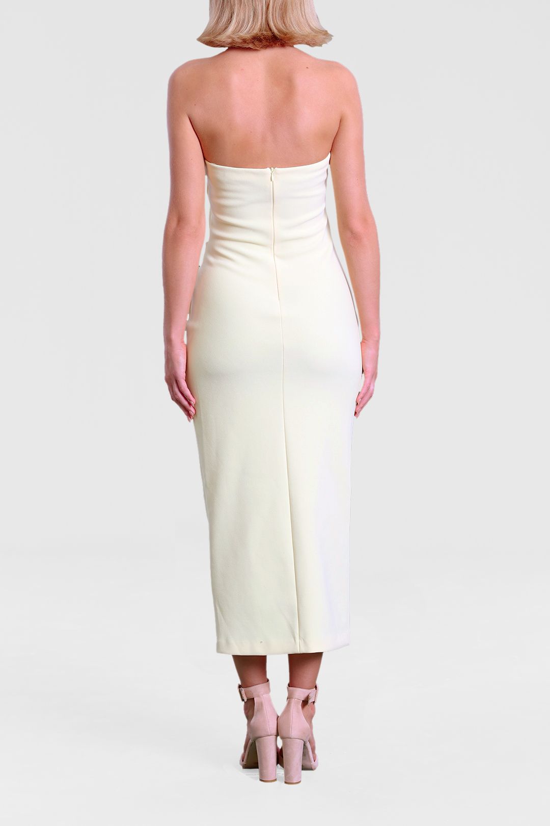 Bec + Bridge Karina Strapless Midi Dress Butter Yellow