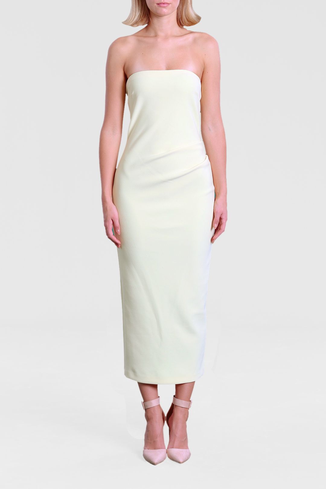 Bec + Bridge Karina Strapless Midi Dress Butter Yellow