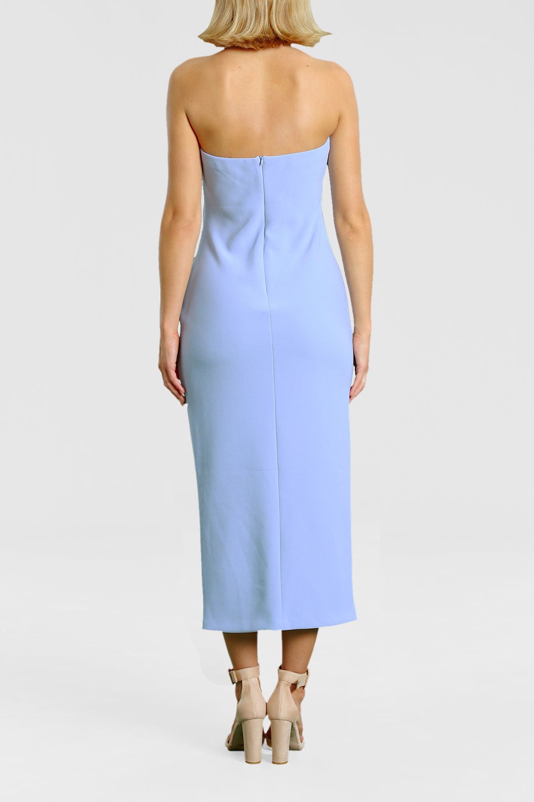 Bec + Bridge Karina Strapless Midi Dress Cornflower Zip