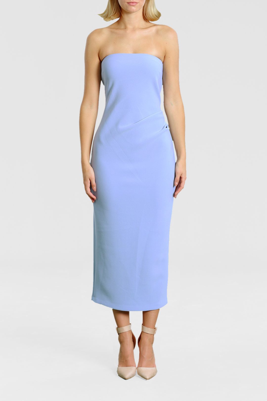 Bec + Bridge Karina Strapless Midi Dress Cornflower Zip