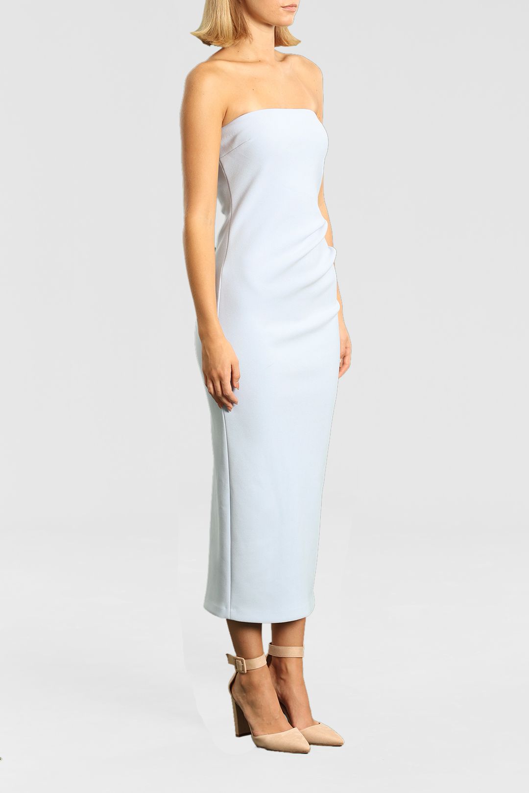 1310269 Powder Pleated Strapless Dress