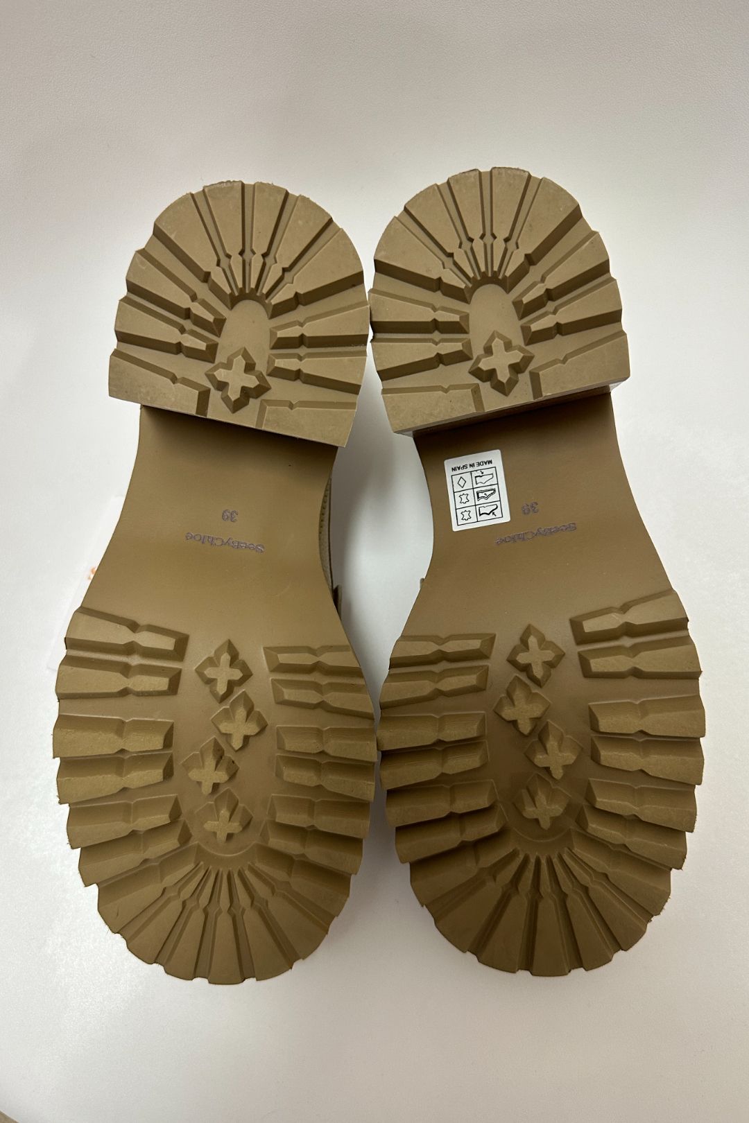 See by Chloe Beige Mahalia Textured-leather Heeled Loafers 